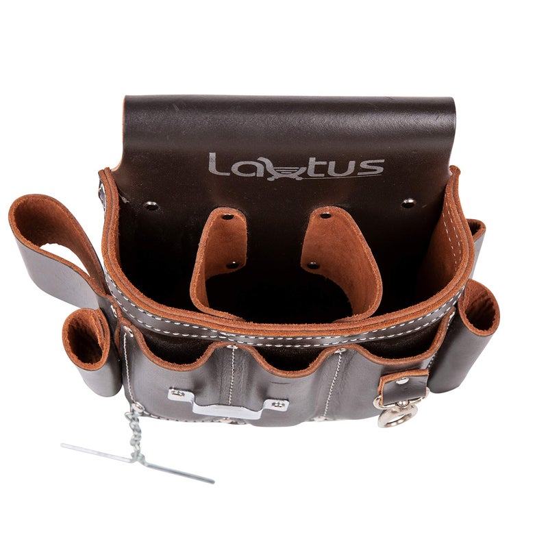 LAUTUS Top/Full Grain Leather Tool Pouch Bag | Electrician/Contractor, Electric Bag | 10 Pockets | 100% Leather Dark Brown - Image 3